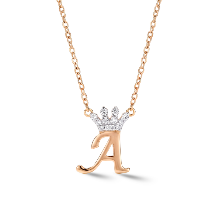 Legacy Diamond Crown Gold Initial Necklace