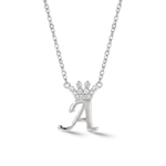 Load image into Gallery viewer, Legacy Diamond Crown Gold Initial Necklace