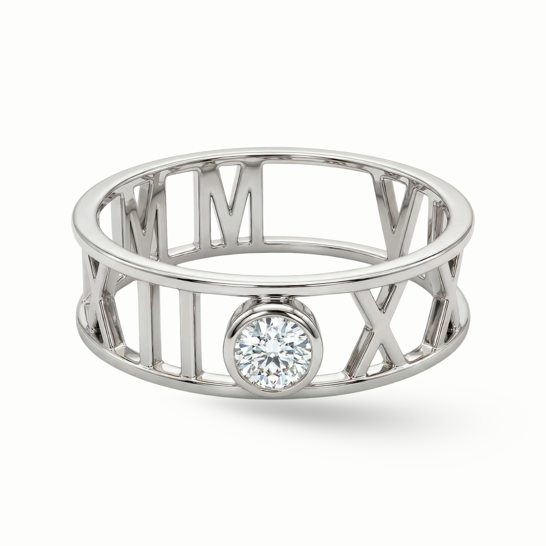 Zeeana Roman Number Date Ring