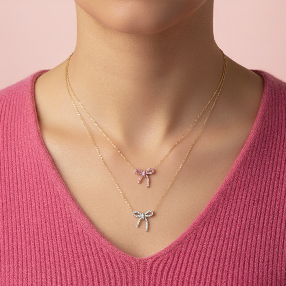 Wilderness Diamond Bow Necklace