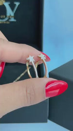 Load and play video in Gallery viewer, Pave Simple Star Diamond Huggies
