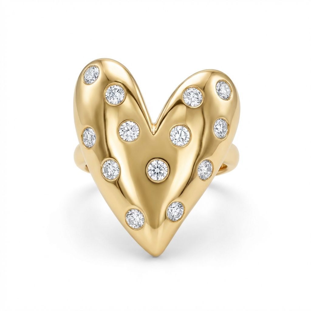 The Ultimate Indulgence 18K gold heart diamond statement ring with 0.70 carat diamonds available in yellow gold, rose gold and white gold
