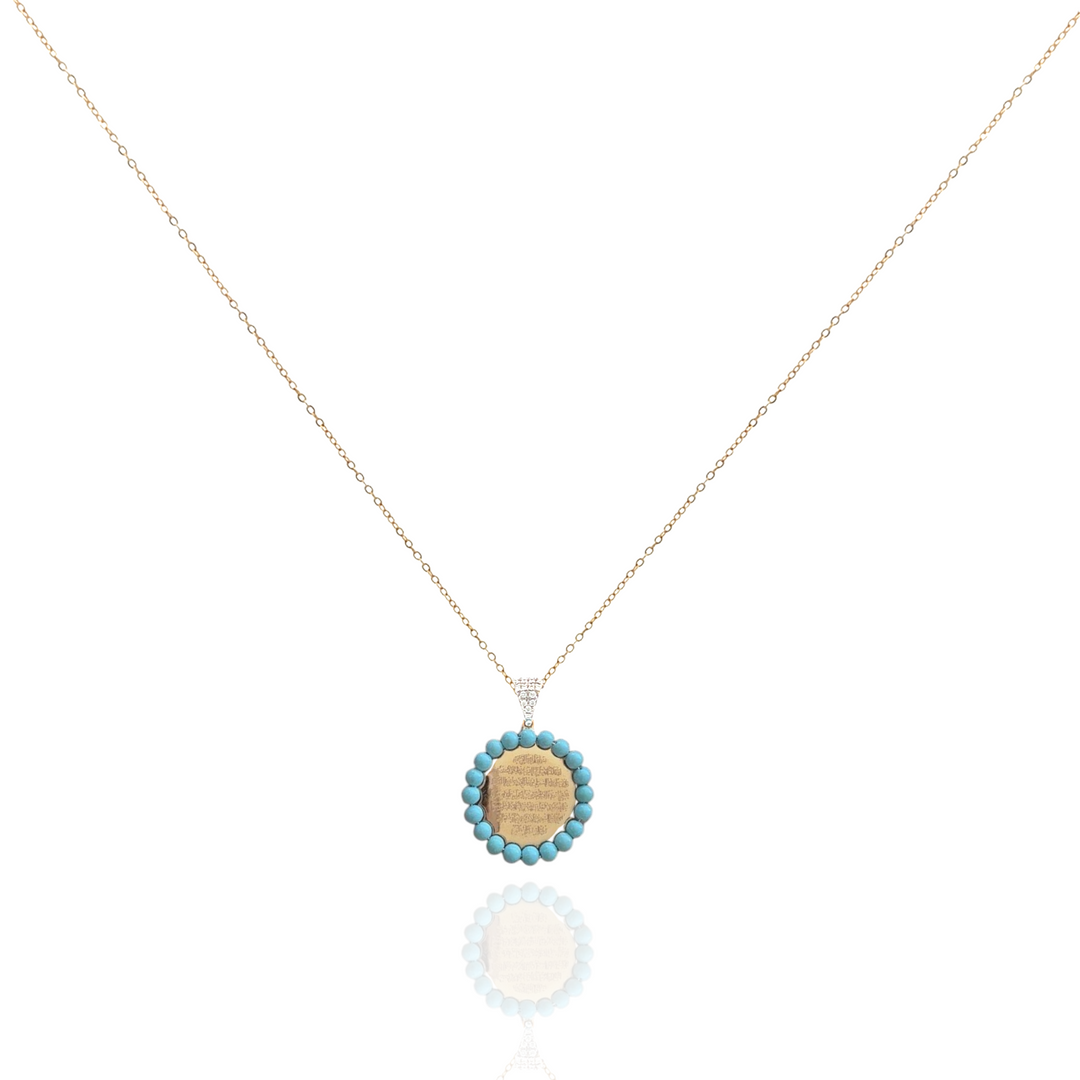 Etched Turquoise Coin Necklace