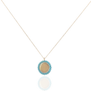 Etched Turquoise Coin Necklace
