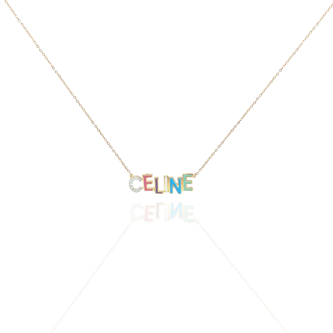 Rainbow Diamond and Enamel Necklace