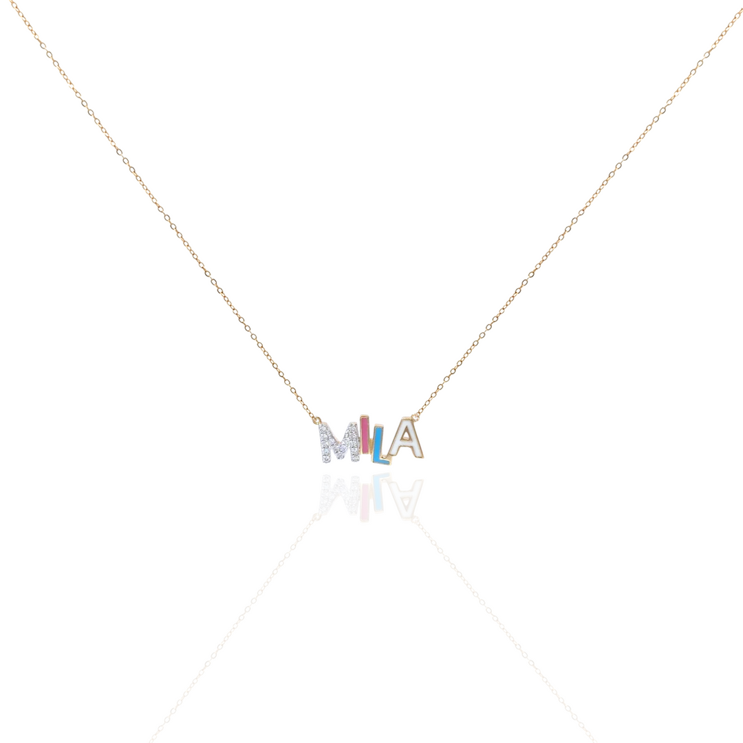 Rainbow Diamond and Enamel Necklace