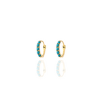 Load image into Gallery viewer, Pave Simple Turquoise Stone Huggies
