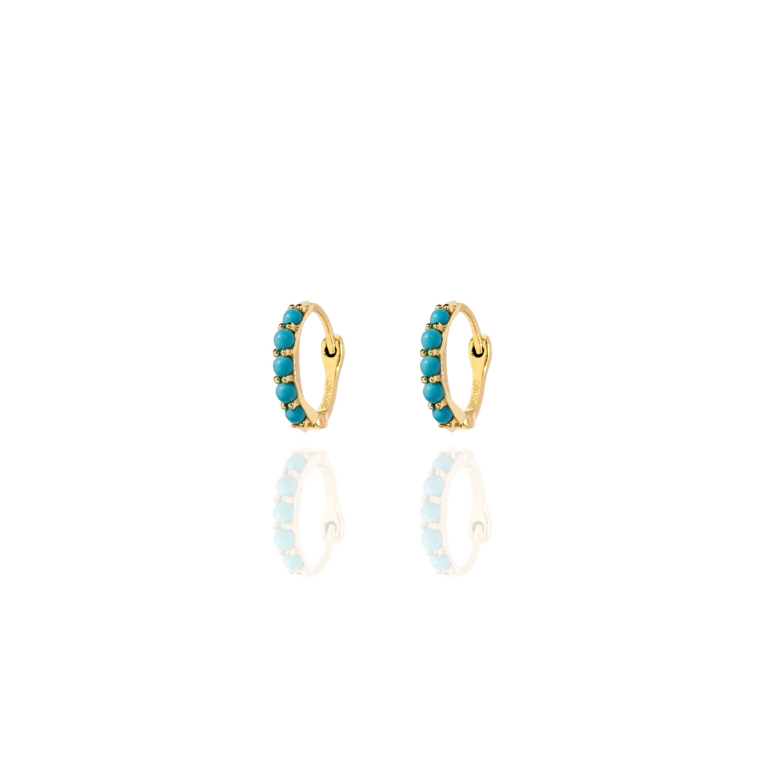 Pave Simple Turquoise Stone Huggies