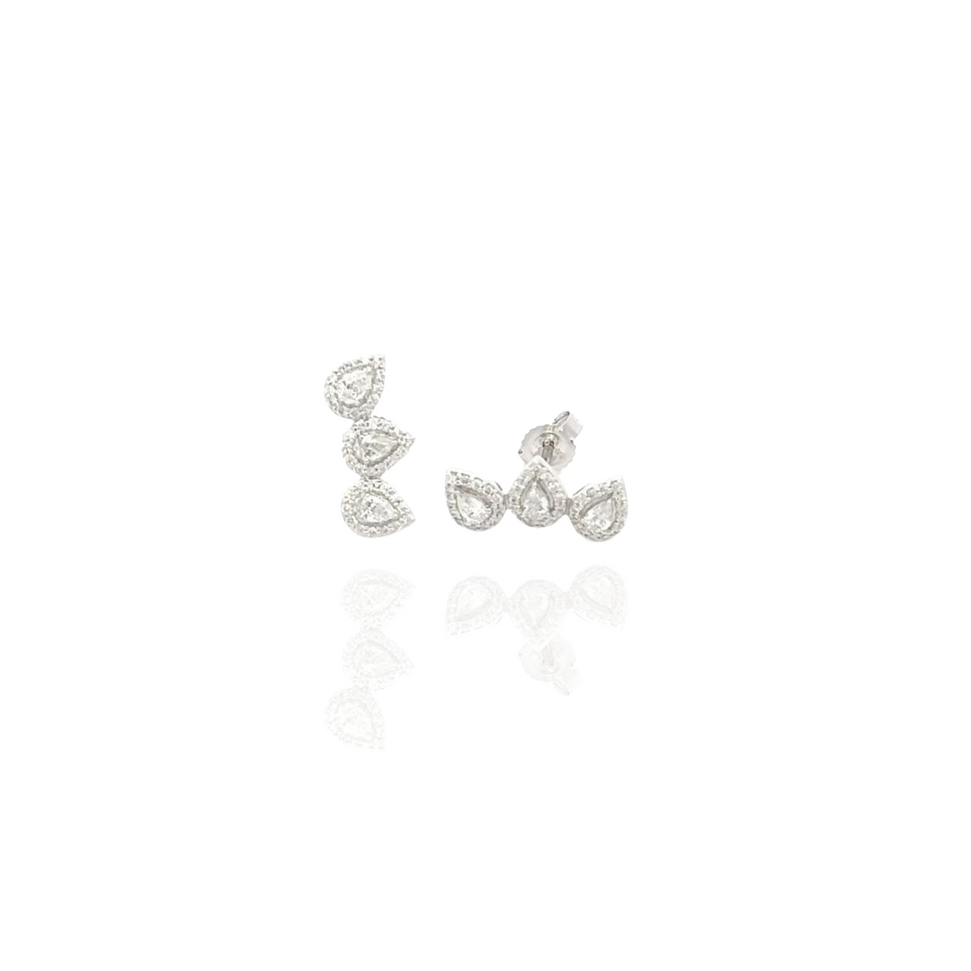Drops of Radiance Statement 3 Pear Diamond Ear Studs