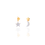 Load image into Gallery viewer, Wilderness Star and Moon Mini Dangling Earrings
