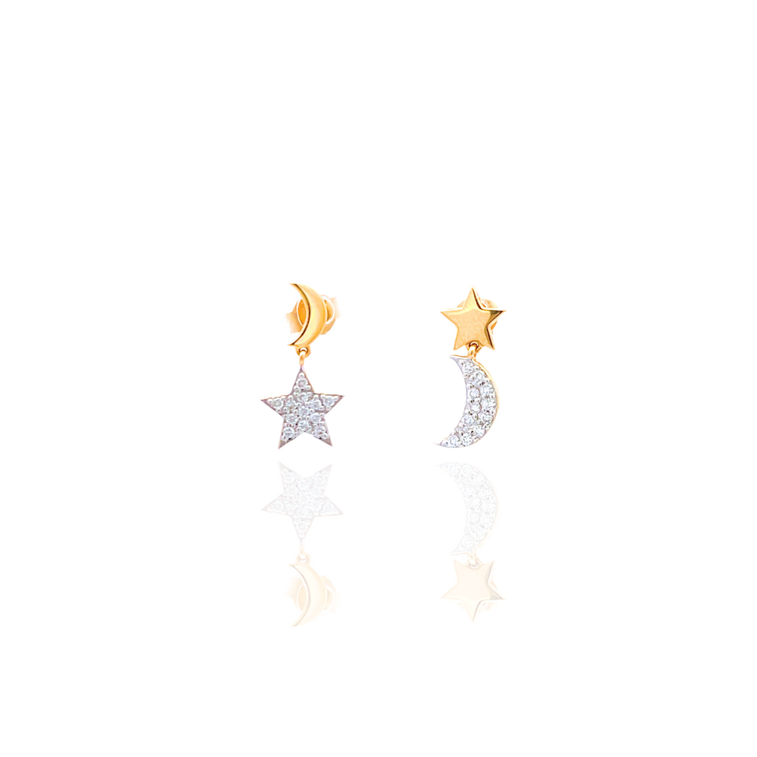 Wilderness Star and Moon Mini Dangling Earrings