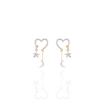 Load image into Gallery viewer, Amour Star and Moon Dangling Earring

