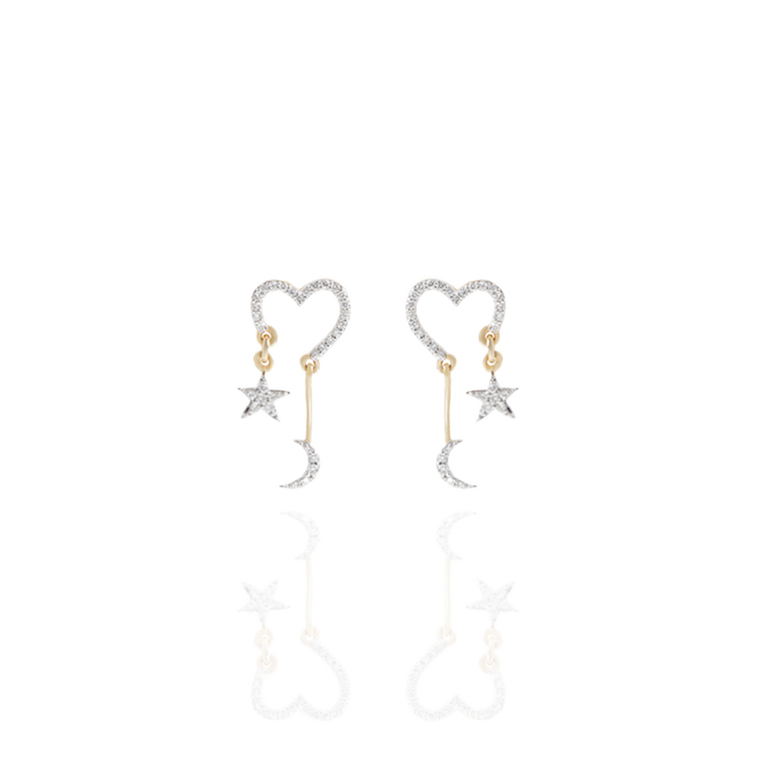 Amour Star and Moon Dangling Earring