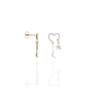 Amour Star and Moon Dangling Earring
