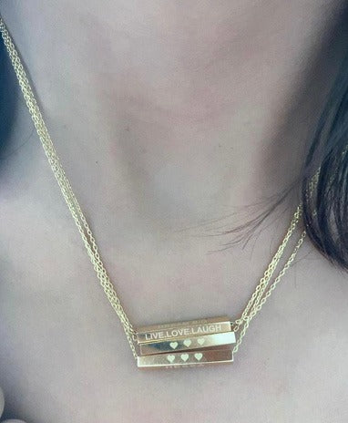 3D Bar Necklace with Four Sides Engraving