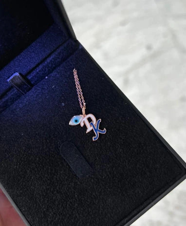 Double Initial With Evil Eye Gold Watch Charm